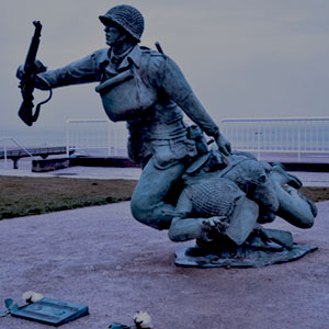 Normany battlefield - statue of soldier World War II